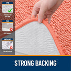 OLANLY Bathroom Rugs 40x32, Extra Soft Absorbent Chenille Bath Rugs, Rubber Backing Quick Dry, Machine Washable Bath Mats for Bathroom Floor, Tub and Shower, Home Decor Accessories, Coral