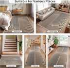 Tangsoo Modern Rainbow Round Rug 4ft Easy Jute Washable Rugs Ultra Thin Dark Brown Indoor Outdoor Rug Circle Farmhouse Mat Non Slip Round Carpet for Bedroom Kitchen Entryway Patio