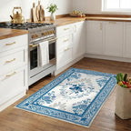 SOULFUL Medium Pile 3x5 Area Rug - Soft Underfoot Small Entryway Rug - Blue Boho Floral - Washable Non-Slip - Perfect for Living Room Bedroom Foot Kids Room Reading Nook