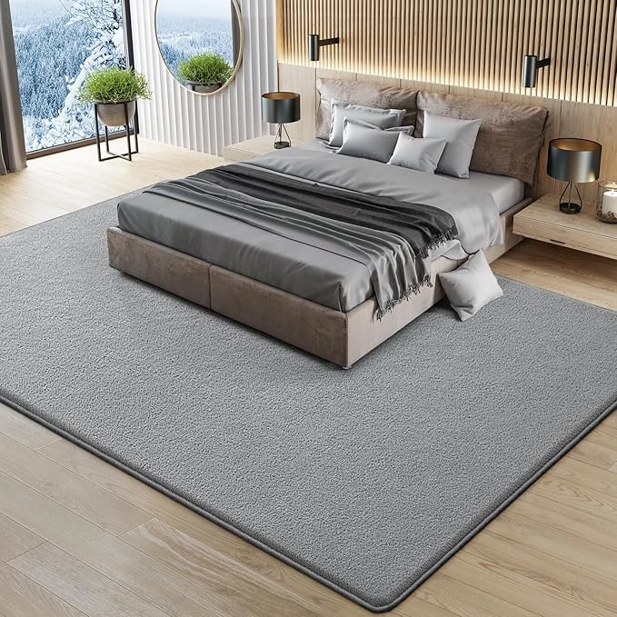 Large Modern Area Rugs for Living Room Bedroom, 5x8 Feet Grey Ultra Soft Solid Thickened Memory Foam Indoor Minimalist Carpets, Non-Slip Comfy Rugs for Boys Girls Nursery Kids Room Home Décor