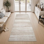 PADOOR Modern Abstract Runner Rug - 2x8 Washable Hallway Rugs, Ultra Soft Non-Slip Low Pile Floor Rugs for Hallway Entryway Kitchen Bedroom Bedside Laundry Room Brown