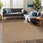 Beverly Rug Easy Jute Framed Border Rug 10x14 Washable Large Indoor Outdoor Area Rugs for Living Dining Room Patio Office Stain Resistant Non Shedding Casual Indoor Outside Carpet 10 x 14 Natural