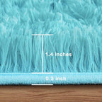 Andency Blue Soft Area Rugs for Living Room Bedroom, 3x5 Non-Slip Fluffy Shag Carpet, Indoor Floor Fuzzy Shaggy Living Room Plush Rug for Kids Dorm Nursery Home Decor Aesthetic