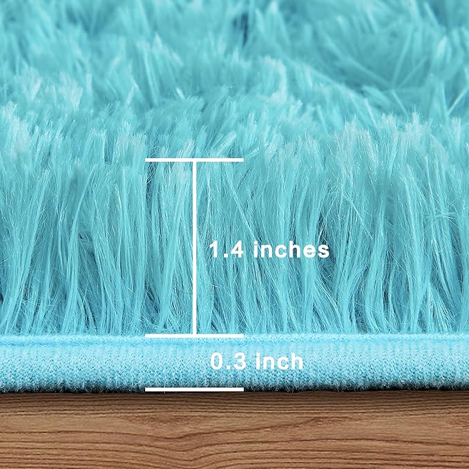 Andency 8x10 Area Rugs for Living Room, Blue Non-Slip Fluffy Soft Large Shag Bedroom Carpet, Big Indoor Thick Nursery Rug for Kids Dorm Home Decor Aesthetic