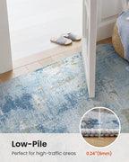 8x10 Area Rugs for Living Room, Modern Abstract Washable Rug with Non-Slip Backing & Low Pile, Large Washable Rug with Abstract Pattern for Bedroom, Dinning Room, Home Office, Light Blue