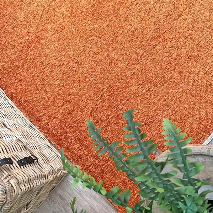 Alfa Rich 7x10 Burnt Orange Washable Area Rugs for Living Room Bedroom Kitchen Cotton Solid Rug