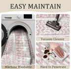 5x7 Machine Washable Area Rug for Living Room, Pink Vintage Moroccan Rug Large Non-Slip Low Pile Soft Faux Wool Carpet, Kids and Pets Friendly for Bedroom Dining Room Farmhouse Home Decor Rug