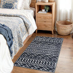 KUTA Moroccan Boho Entryway Rug, 2x3 Black Entrance Small Area Rug Non-Slip Washable, Ultra Soft Vintage Geometric Low-Pile Indoor Door Mat Floor Carpet for Kitchen