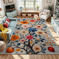 9x12 Colorful Flower Area Rugs, Floral Vintage Large Rugs, Floral Rugs, Botanical Rug, Washable Boho Botanical Non Slip Carpet for Living Room, Bedroom, Kids Room