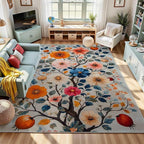 9x14 Colorful Flower Area Rugs, Floral Vintage Large Rugs, Floral Rugs, Botanical Rug, Washable Boho Botanical Non Slip Carpet for Living Room, Bedroom, Kids Room