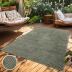 Paco Home Modern Area Rug with Abstract Line Pattern and Contour-Cut in Green, Size: 4' x 5'7"