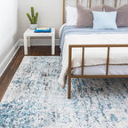 Rugs.com Leipzig Collection Rug – 3x5 Blue Low-Pile Rug Perfect for Entryways, Kitchens, Breakfast Nooks, Accent Pieces