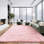 6x9 Solid Fluffy Pink Area Rug – Washable, Durable, Large Bedroom Rug, Non-Slip High Pile Shag Rugs for Living Room, Kids Room, Sofa Coffee Table, Nursery Rooms, Soft Indoor Floor Carpet