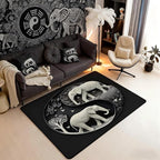 Elephant Large Area Rug 5x7 Bohemian Style Living Room Rug | Antique Decor Yin and Yang Rugs for Bedroom, Western Animals Carpet Indoor Floor Mat,Black Grey Beige