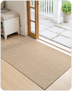 Color&Geometry Ultra Thin Indoor Door Mat Non Slip Rubber Backed Dirt Trapper 24"x36"(Rolled-up NO Creases), Rugs for Entryway, Front Door Mat Indoor Washable Low-Profile Entry Mat, Khaki
