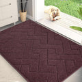PURRUGS Dirt Trapping Door Mat 32" x 47", Non-Slip Machine Washable Entry Rug, Shoe Scraper, Dog Doormat, Super Absorbent Welcome Mat for Front & Back Door, Muddy Wet Shoes & Paws, Burgundy Red