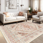 zesthome 5x7 Area Rugs - Ultra-Thin Washble Rug, Stain Resistant Anti Slip Backing Rugs for Living Room,Bedroom, Vintage Home Decor Area Rug