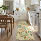 Lahome Floral Washable Kitchen Runner Rugs with Rubber Backing - 2x5 Rug Runner Lightweight Non-Slip Soft Bathroom Carpet, Boho Beige Paisley Carpet for Hallway Bedroom Laundry Room