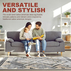 YHSF South West Native American Rug Ritz – Native Tribal American Indian Inspired Rug - Living Room, Bedroom, Hallway, Entryway & High-Traffic Area Rugs - Washable - Soft - Light Grey, 2 Feet x 3 Feet
