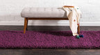Unique Loom Solid Shag Collection Area Rug (2' 6" x 13' 1" Runner, Eggplant Purple)