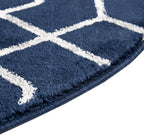 Unique Loom Glam Collection Area Rug - Trellis (5' 3" Round, Navy Blue Silver/ Silver)