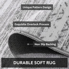 4x6 Area Rugs for Living Room Machine Washable Rug Distressed Indoor Carpet Neutral Moroccan Boho Rug Ultra Soft Area Rug for Bedroom Dining Room Playroom Office, Grey