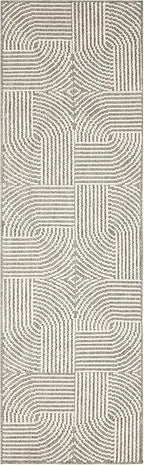 Nourison Home Textured Home Grey Ivory 2'3" x 7'6" Area Rug - Easy Clean, Non Shedding, Bed Room, Living Room, Dining Room, Kitchen (8' Runner)