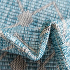 Unique Loom Outdoor Trellis Collection Area Rug - Tribal Trellis (10' x 14' 1" Rectangle, Aqua/ Ivory)