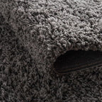Unique Loom Solid Shag Collection Area Rug (6' 1" Round, Graphite Gray)