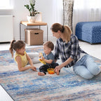 Abstract 8x10 Area Rug for Living Room Dining Room Office Bedroom Blue