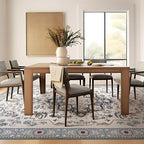 Phantoscope Washable Area Rug 4'x6' Non-Slip, Vintage Boho Rugs for Living Room, Bedroom, Dining Room, Persian Floral Medallion Pattern, Low-Pile Foldable Floor Carpet, Ivory Blue/Garden Bloom