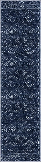 KILOCOCO Hallway Runner Rug 2x8 Runners for Hallways Washable Runner Rug Non Slip Rubber Backed Low-Pile Runners for Bedroom Kitchen Living Room Laundry Room Boho Rugs, Dark Blue