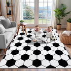 Soft Soccer Rugs for Bedroom, Machine Washable, Cute Bedside Boys Area Rug for Kids Toddlers Teens, Soccer Lovers Home Decor Indoor Carpet for Living Room, Dorms, Nursery, 3x4 FT