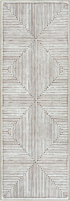 Bloom Rugs Washable Non-Slip 7 ft Runner - Brown Striped Runner for Entryway, Hallway, Bathroom, and Kitchen - Exact Size: 2.5' x 7'