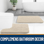 OLANLY Bathroom Rugs 24x16, Extra Soft Absorbent Chenille Bath Rugs, Rubber Backing Quick Dry, Machine Washable Bath Mats for Bathroom Floor, Tub and Shower, Home Decor Accessories, Sand
