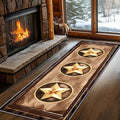 Gold Five-Point Star Runner Rug, 3x12ft Washable Hallway Badge Carpet, Corridor Accent Rugs, Stylish Decorative Runner for Home Hallway & Foyer, Vintage Style Non-Slip Mat