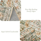 6x9 Area Rug for Living Room Washable 6x9 Non-Slip Modern Rugs for Bedroom Dinning Room Ultra-Thin Indoor Green Orange