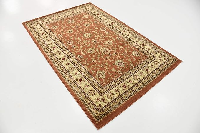 Unique Loom Voyage Collection Traditional Oriental Classic Intricate Design Area Rug (4' 0 x 6' 0 Rectangular, Terracotta/Ivory)