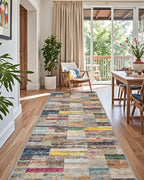 LUMI Washable Runner Rug, 3'x10' Non-Slip Hallway Mat, Low Profile Thin Long Carpeet for Laundry Kitchen Bedroom Office, Multicolor
