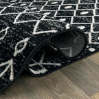 Rugshop Boho Black and White Tribal Area Rug – Geometric Diamond and Stripe Pattern Carpet for Living Room, Bedroom, or Entryway – Soft Modern Bohemian Floor Décor 4' x 6' Black