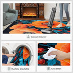 2x4 Poppy Runner Rug for Hallway - Retro Flowers Art Kitchen Mat, Rustic Florals Art Kitchen Runner Rug Soft Non Slip Anti Fatigue for Laundry Room Indoor Hallways
