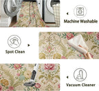 Chic Vintage Rose Rug for Living Room 3x5, Low Pile Non-Slip Backing, Machine Washable Easy Fold Rug for Home, Office, Dorm Room