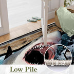 Sea Shark Kids Rugs, 8x10ft, Fierce Shark 3D Printed Carpet for Indoor, Marine Animals Broken Wooden Boards Realistic Effect Floor Mat, Dirty Resistant Machine Washable Carpets for Dorm