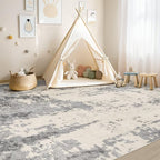 6x9 Area Rug Living Room Rugs - Washable Neutral Modern Abstract Soft Thin Rug Indoor Floor No Slip Rug Carpet for Bedroom Under Dining Table Home Office Decor - Grey/Light Brown