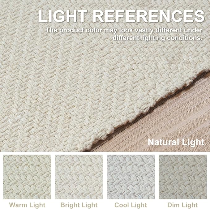 Collive Long Hallway Runner - 2.6' x 8', Washable Indoor Entryway Rug, White/Beige Braided Woven Kitchen Rug for Laundry Room, Bedroom Doorway
