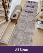 DEXI Hallway Runner Rug 3x12, Modern Abstract Non Slip Thin Soft Runners Carpet, Stain Resistant Washable Indoor Rug for Hallway Entryway Kitchen Laundry Room Living Room, Red Brown