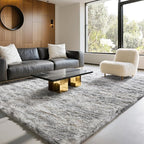 6x9 Area Rugs for Living Room Bedroom, Soft Fluffy Shaggy Bedside Rug, Indoor Floor Carpet for Kids Playroom, Dorms, Nursery Rooms, Home Decor (Tie-Dyed Light Grey 6'x9')