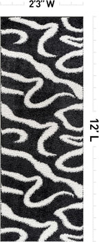Rugshop Abstract Wavy Shag Runner Rug Anthracite Dark Gray 2' 3" x 12' Great for Long Hallways, Open Entryways, or Galley Kitchens