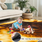 Wolf Rugs for Bedroom - 5x6 Area Rug - Timber Wolf Rugs for Living Room, Sunset Landscape Rug, Non-Slip Washable Home Decor Carpet