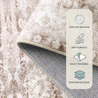 Lahome 4x6 Area Rug Living Room - Washable Office Rug Soft Dorm Rugs for Bedroom Non-Slip Ultra-Thin,Neutral Boho Print Farmhouse Indoor Rug for Entryway Classroom Taupe, 4'x6'